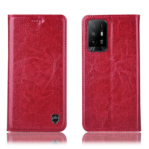 Coque Portefeuille Livre Cuir Etui Clapet H04P pour Oppo F19 Pro+ Plus 5G Rouge