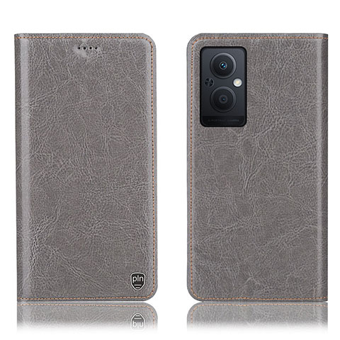 Coque Portefeuille Livre Cuir Etui Clapet H04P pour Oppo F21s Pro 5G Gris