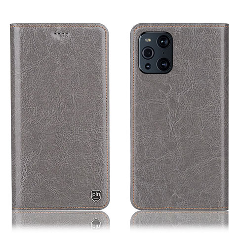 Coque Portefeuille Livre Cuir Etui Clapet H04P pour Oppo Find X3 5G Gris