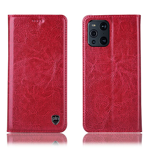 Coque Portefeuille Livre Cuir Etui Clapet H04P pour Oppo Find X3 Pro 5G Rouge