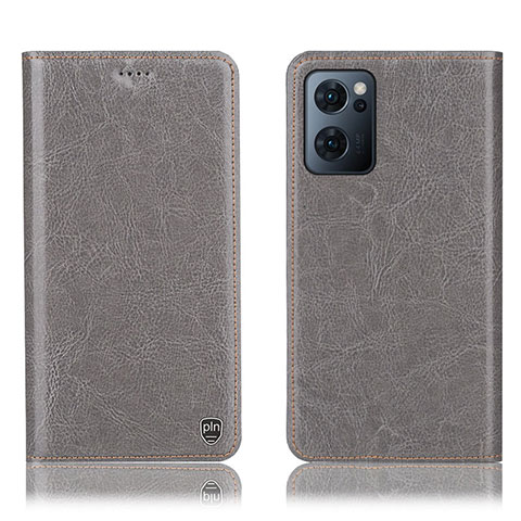 Coque Portefeuille Livre Cuir Etui Clapet H04P pour Oppo Find X5 Lite 5G Gris