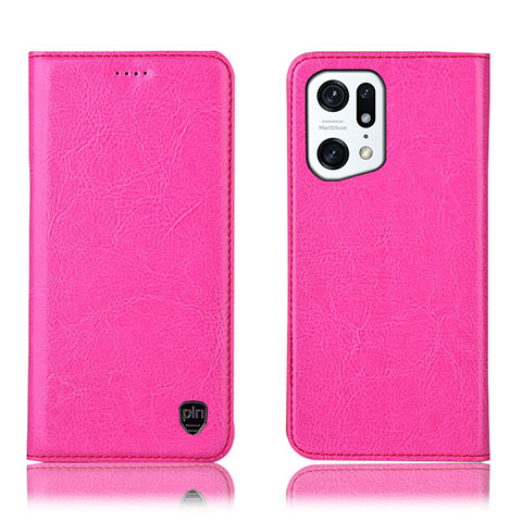 Coque Portefeuille Livre Cuir Etui Clapet H04P pour Oppo Find X5 Pro 5G Rose Rouge