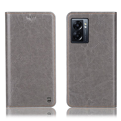 Coque Portefeuille Livre Cuir Etui Clapet H04P pour Oppo K10 5G India Gris