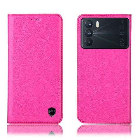 Coque Portefeuille Livre Cuir Etui Clapet H04P pour Oppo K9 Pro 5G Rose Rouge