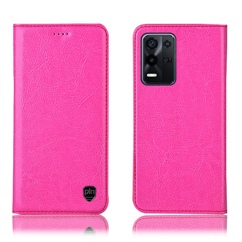 Coque Portefeuille Livre Cuir Etui Clapet H04P pour Oppo K9X 5G Rose Rouge