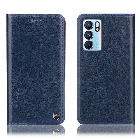 Coque Portefeuille Livre Cuir Etui Clapet H04P pour Oppo Reno6 5G Bleu