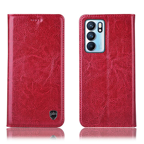 Coque Portefeuille Livre Cuir Etui Clapet H04P pour Oppo Reno6 5G Rouge