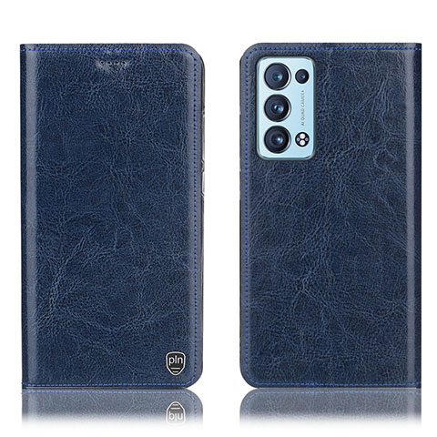 Coque Portefeuille Livre Cuir Etui Clapet H04P pour Oppo Reno6 Pro 5G Bleu