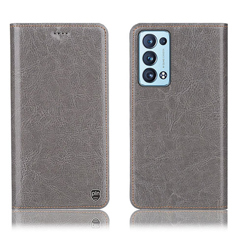 Coque Portefeuille Livre Cuir Etui Clapet H04P pour Oppo Reno6 Pro 5G Gris