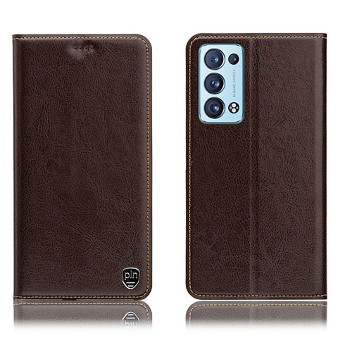 Coque Portefeuille Livre Cuir Etui Clapet H04P pour Oppo Reno6 Pro 5G Marron