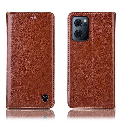 Coque Portefeuille Livre Cuir Etui Clapet H04P pour Oppo Reno7 5G Brun Clair