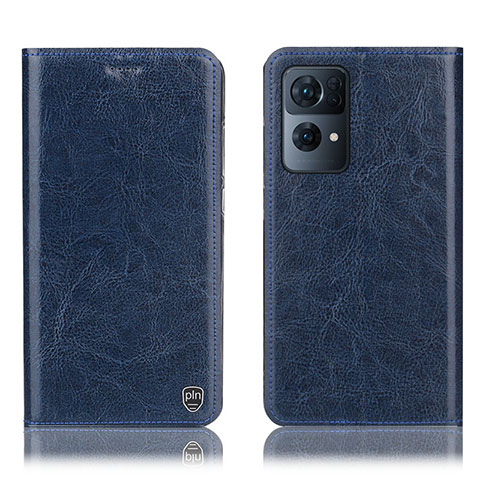 Coque Portefeuille Livre Cuir Etui Clapet H04P pour Oppo Reno7 Pro 5G Bleu