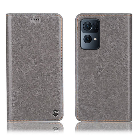 Coque Portefeuille Livre Cuir Etui Clapet H04P pour Oppo Reno7 Pro 5G Gris