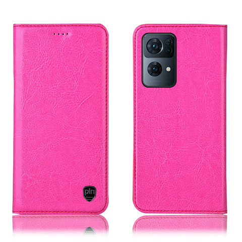 Coque Portefeuille Livre Cuir Etui Clapet H04P pour Oppo Reno7 Pro 5G Rose Rouge