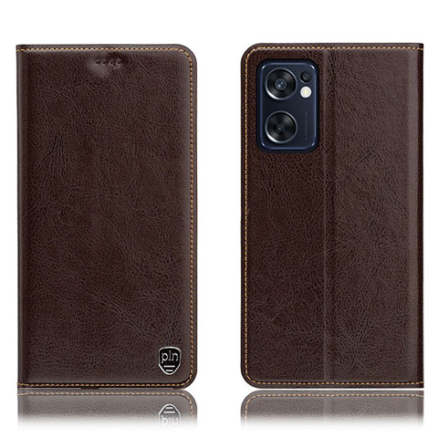 Coque Portefeuille Livre Cuir Etui Clapet H04P pour Oppo Reno7 SE 5G Marron