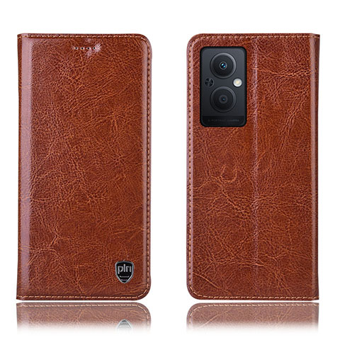 Coque Portefeuille Livre Cuir Etui Clapet H04P pour Oppo Reno7 Z 5G Brun Clair