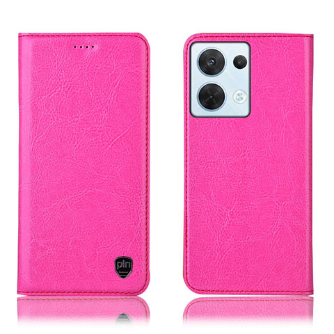 Coque Portefeuille Livre Cuir Etui Clapet H04P pour Oppo Reno8 5G Rose Rouge