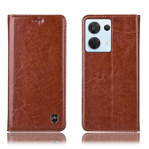 Coque Portefeuille Livre Cuir Etui Clapet H04P pour Oppo Reno9 5G Brun Clair