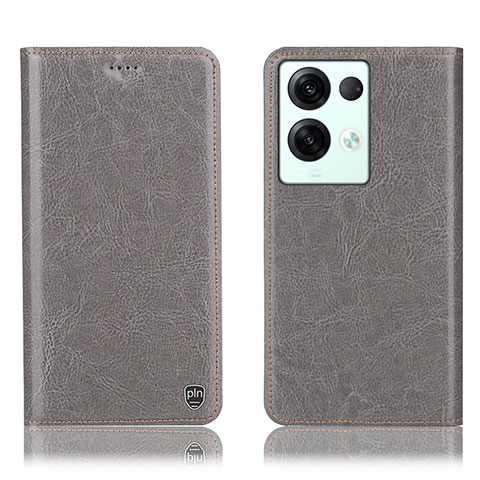 Coque Portefeuille Livre Cuir Etui Clapet H04P pour Oppo Reno9 Pro+ Plus 5G Gris