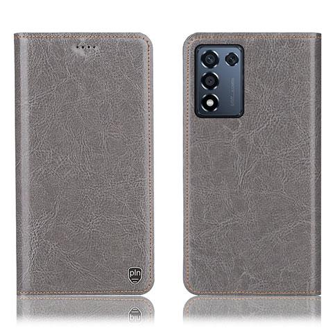 Coque Portefeuille Livre Cuir Etui Clapet H04P pour Realme Q3s 5G Gris