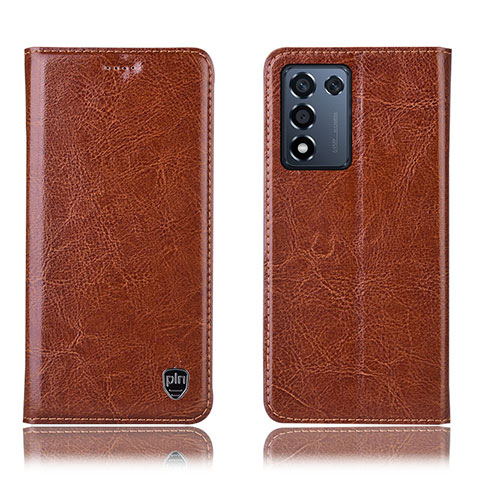 Coque Portefeuille Livre Cuir Etui Clapet H04P pour Realme Q3s 5G Marron