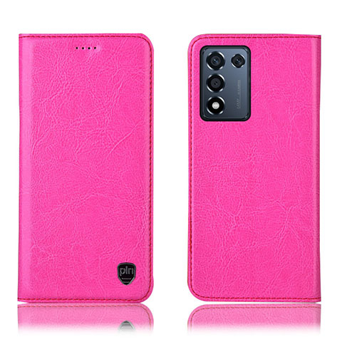 Coque Portefeuille Livre Cuir Etui Clapet H04P pour Realme Q3t 5G Rose Rouge