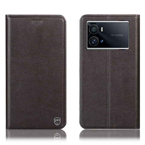 Coque Portefeuille Livre Cuir Etui Clapet H04P pour Vivo iQOO 9 5G Marron