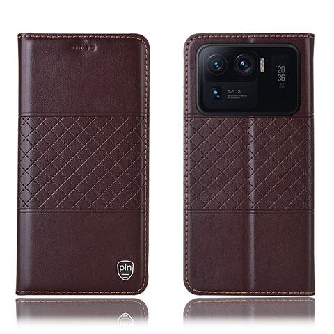 Coque Portefeuille Livre Cuir Etui Clapet H04P pour Xiaomi Mi 11 Ultra 5G Marron