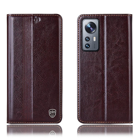 Coque Portefeuille Livre Cuir Etui Clapet H04P pour Xiaomi Mi 12 Pro 5G Marron