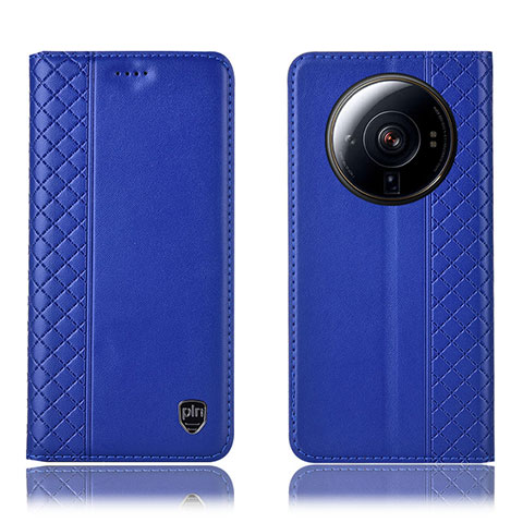 Coque Portefeuille Livre Cuir Etui Clapet H04P pour Xiaomi Mi 12 Ultra 5G Bleu