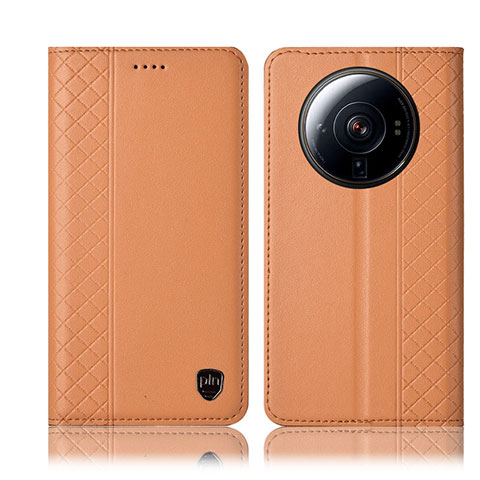 Coque Portefeuille Livre Cuir Etui Clapet H04P pour Xiaomi Mi 12 Ultra 5G Orange