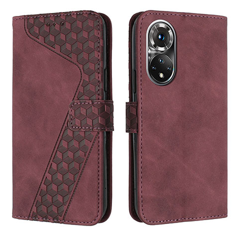 Coque Portefeuille Livre Cuir Etui Clapet H04X pour Huawei Honor 50 5G Rouge