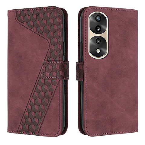 Coque Portefeuille Livre Cuir Etui Clapet H04X pour Huawei Honor 70 Pro 5G Rouge