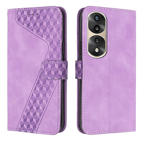 Coque Portefeuille Livre Cuir Etui Clapet H04X pour Huawei Honor 70 Pro 5G Violet