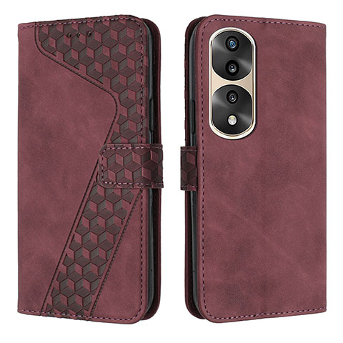 Coque Portefeuille Livre Cuir Etui Clapet H04X pour Huawei Honor 70 Pro+ Plus 5G Rouge