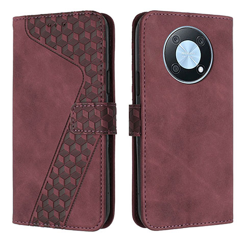 Coque Portefeuille Livre Cuir Etui Clapet H04X pour Huawei Nova Y90 Rouge