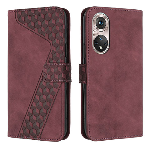 Coque Portefeuille Livre Cuir Etui Clapet H04X pour Huawei P50 Pro Rouge