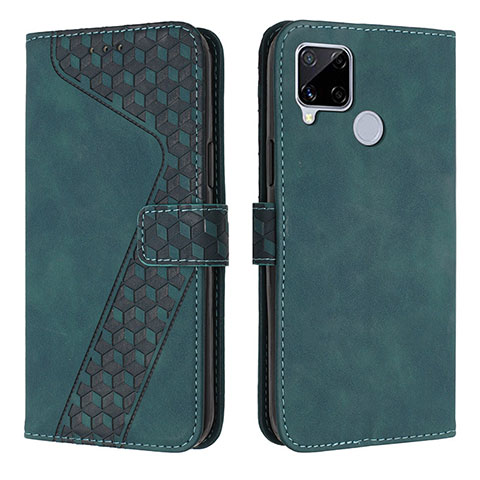 Coque Portefeuille Livre Cuir Etui Clapet H04X pour Realme C25 Vert