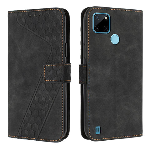 Coque Portefeuille Livre Cuir Etui Clapet H04X pour Realme C25Y India Noir