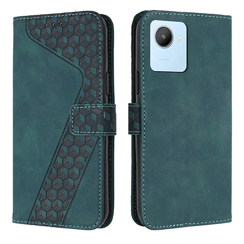 Coque Portefeuille Livre Cuir Etui Clapet H04X pour Realme C30s Vert