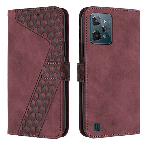 Coque Portefeuille Livre Cuir Etui Clapet H04X pour Realme C31 Rouge