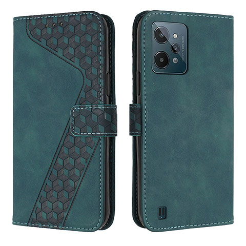 Coque Portefeuille Livre Cuir Etui Clapet H04X pour Realme C31 Vert