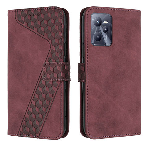 Coque Portefeuille Livre Cuir Etui Clapet H04X pour Realme C35 Rouge