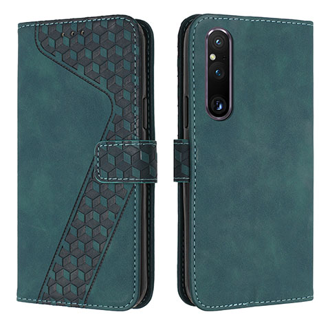 Coque Portefeuille Livre Cuir Etui Clapet H04X pour Sony Xperia 1 V Vert