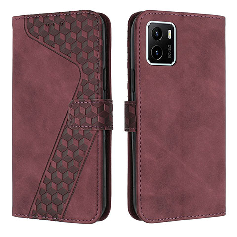 Coque Portefeuille Livre Cuir Etui Clapet H04X pour Vivo iQOO U5x Vin Rouge