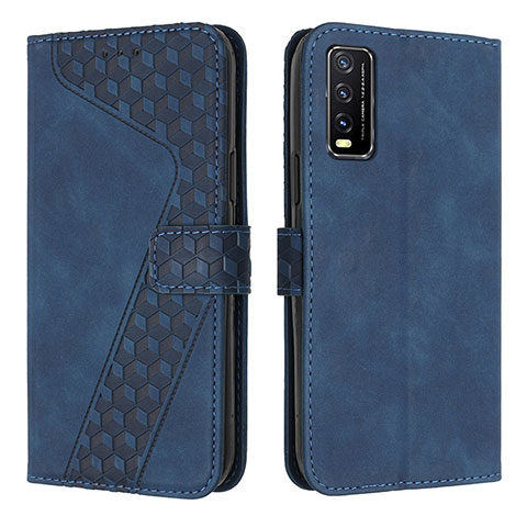 Coque Portefeuille Livre Cuir Etui Clapet H04X pour Vivo Y20s Bleu