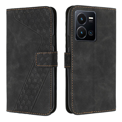 Coque Portefeuille Livre Cuir Etui Clapet H04X pour Vivo Y35 4G Noir