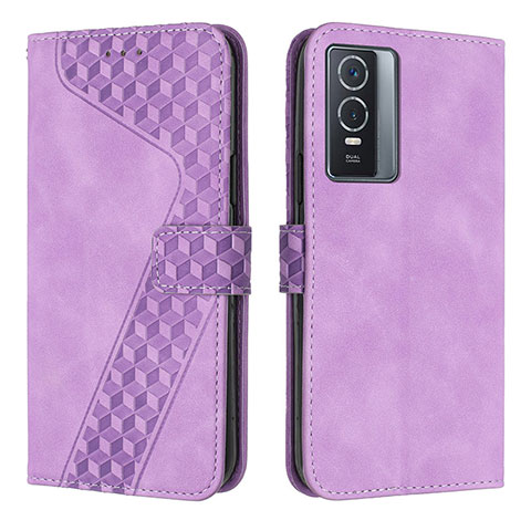 Coque Portefeuille Livre Cuir Etui Clapet H04X pour Vivo Y76s 5G Violet