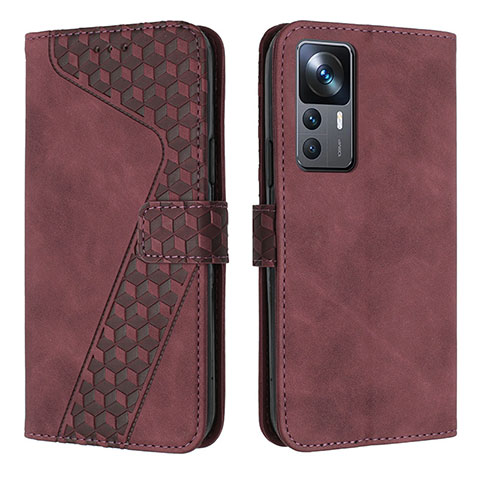 Coque Portefeuille Livre Cuir Etui Clapet H04X pour Xiaomi Mi 12T 5G Vin Rouge