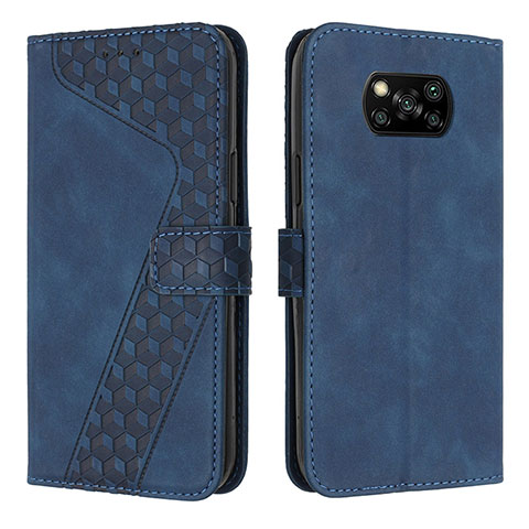 Coque Portefeuille Livre Cuir Etui Clapet H04X pour Xiaomi Poco X3 Bleu